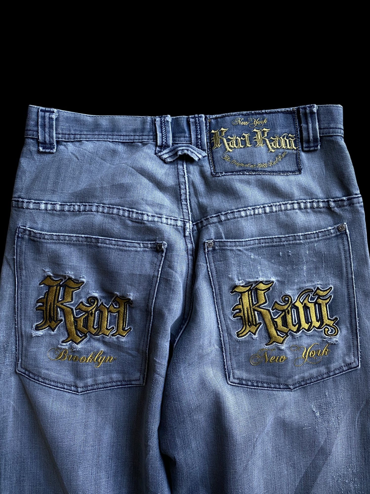 Vintage Karl Kani Distressed Denim Jeans Blue