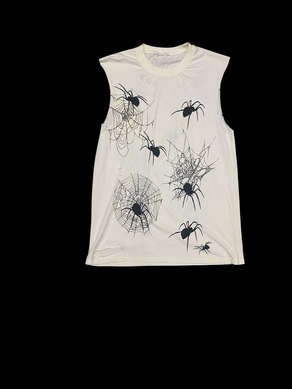 Graphic Sleeveless Spider Web T-Shirt White