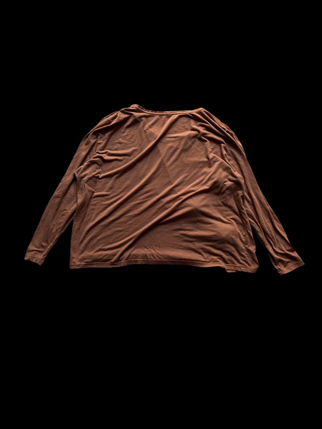 Graphic Long Sleeve Skull and Face Print T-Shirt Brown
