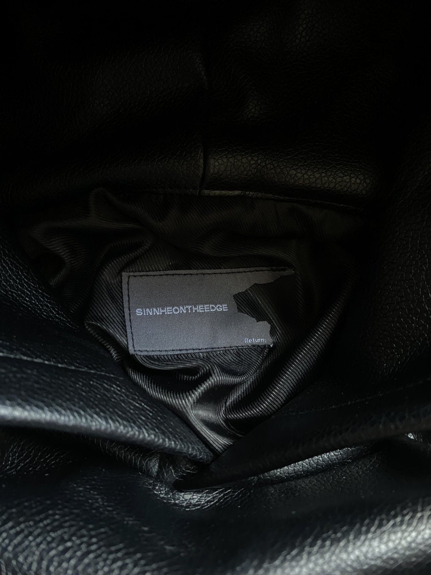 Sinn He On Faux Leather Hoodie Black