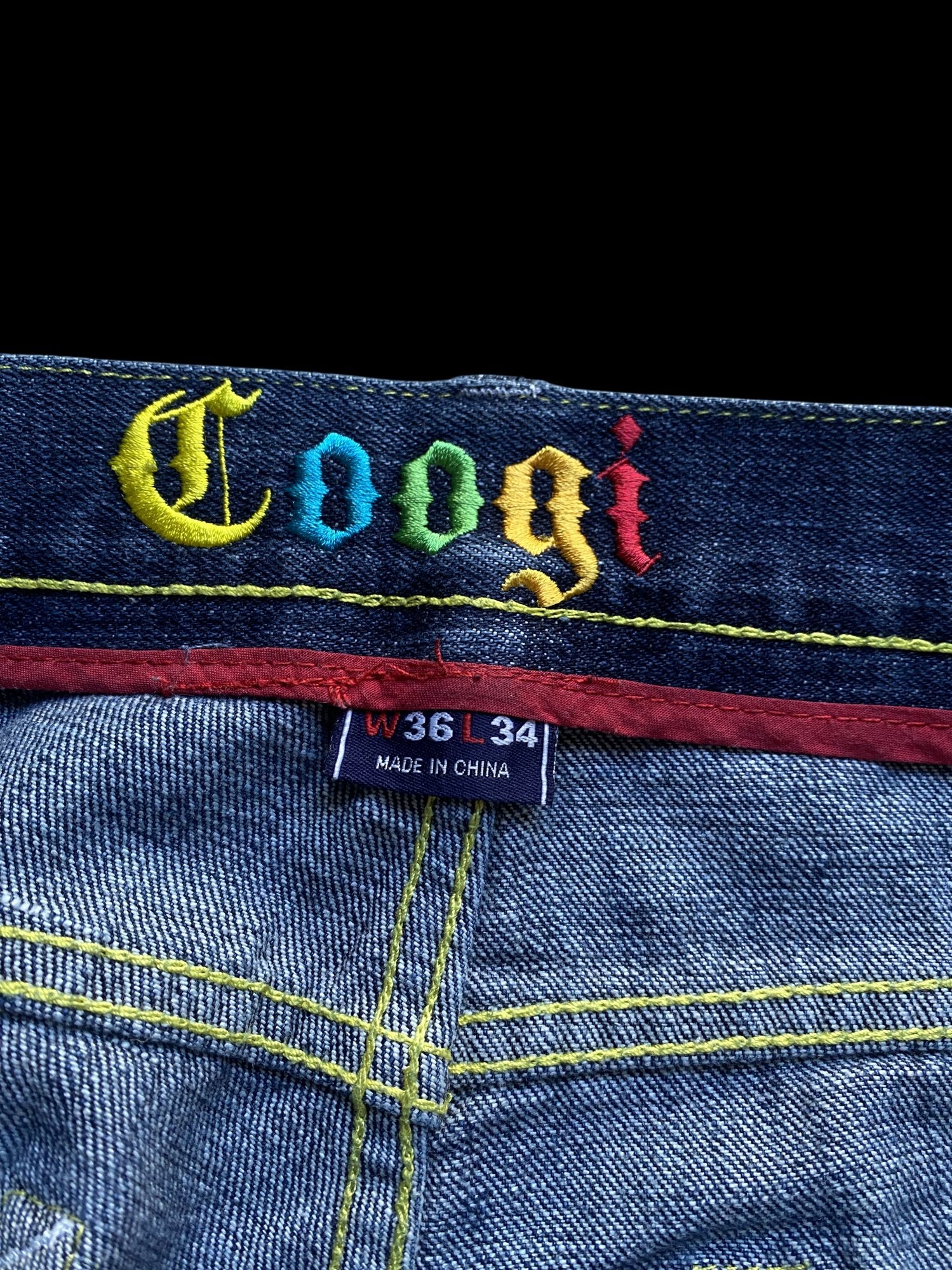 Coogi Union Jack Graphic Denim Jeans Blue