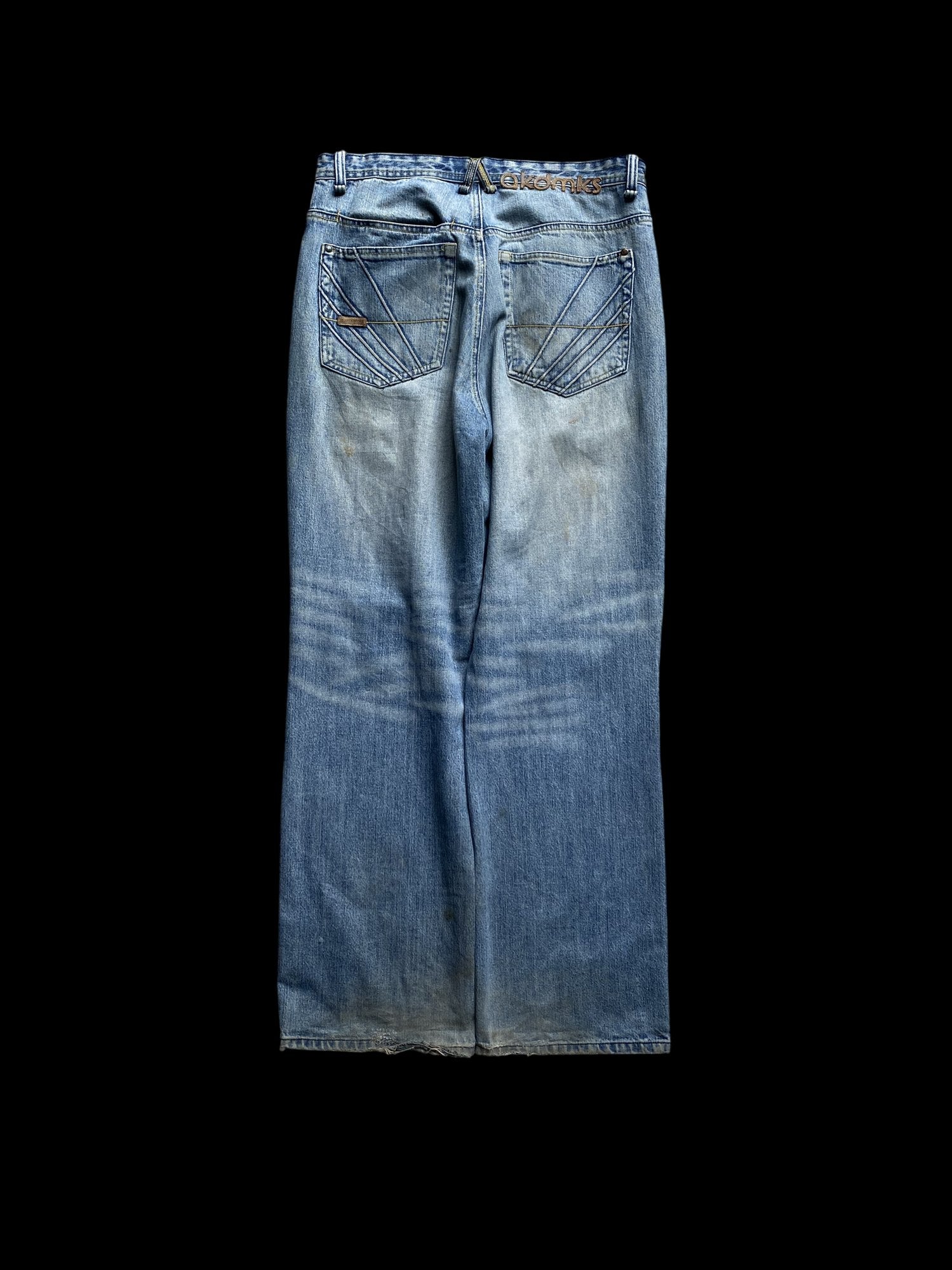 Akademiks Distressed Denim Wide Leg Jeans Blue