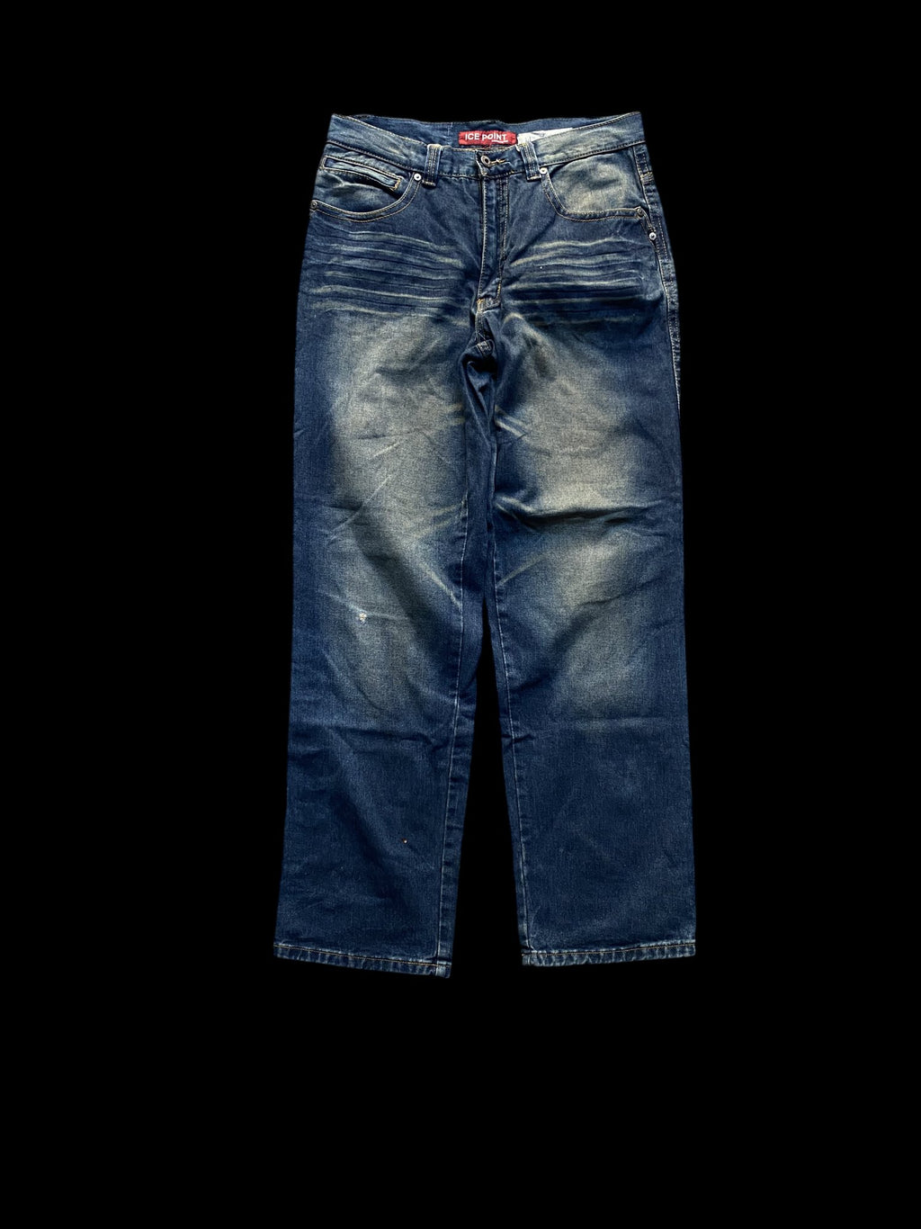 Ice Point Skull Graphic Denim Jeans Blue