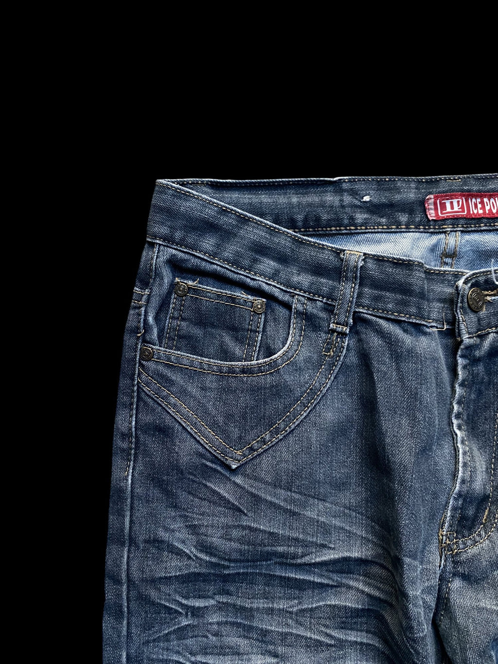 Ice Point Embroidered Denim Jeans Blue