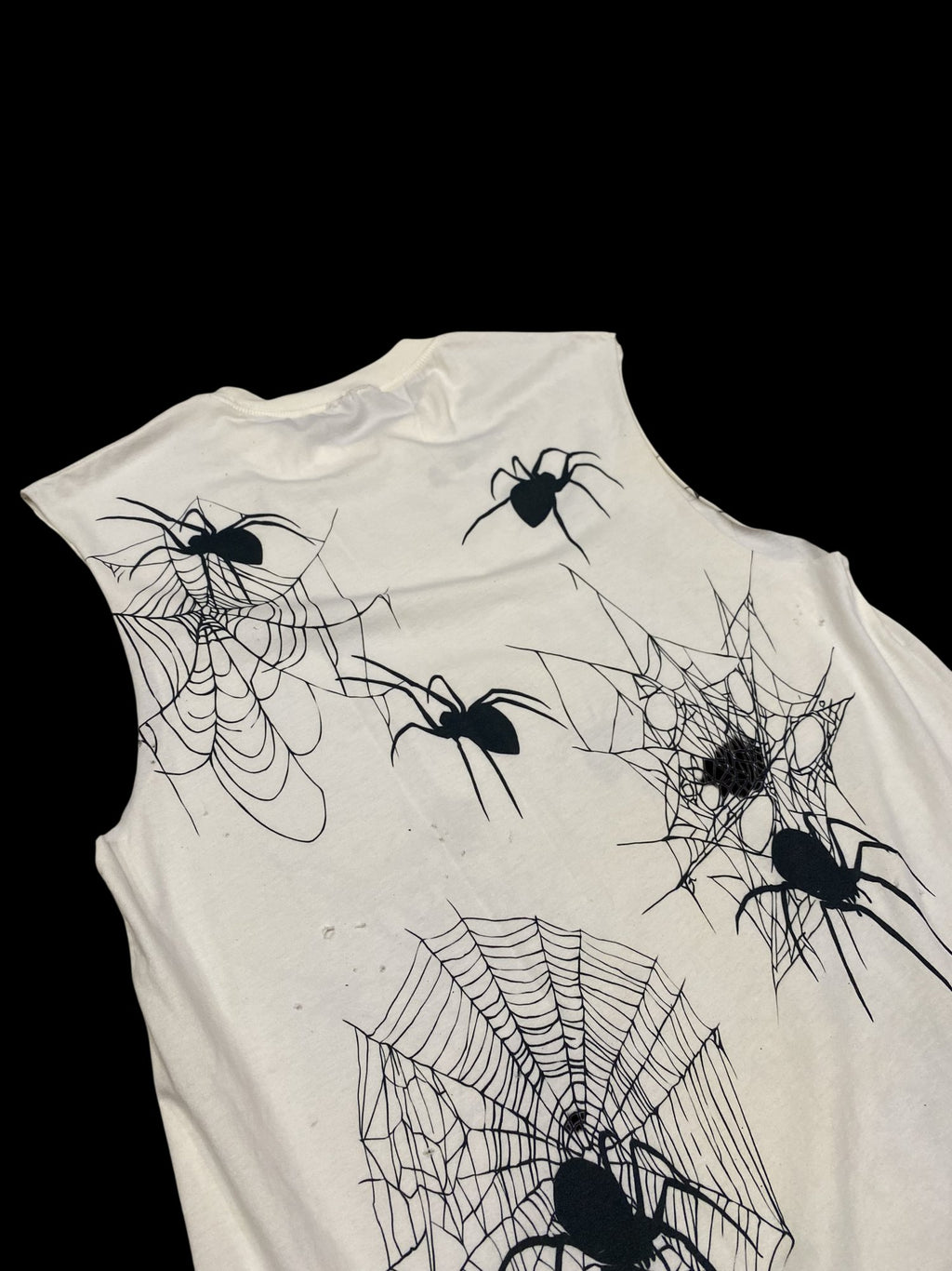 Graphic Sleeveless Spider Web T-Shirt White