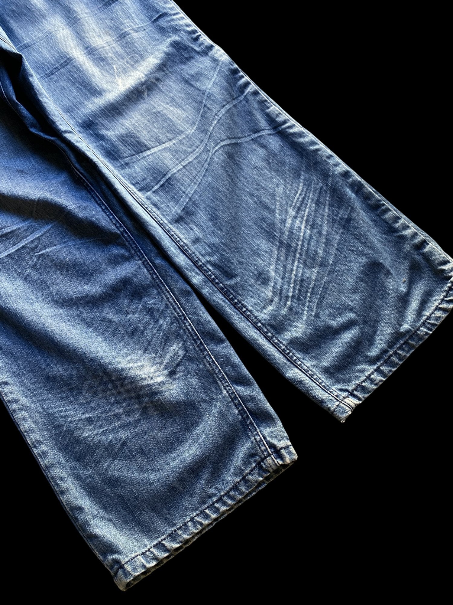 Eight 732 Embroidered Wide Leg Denim Jeans Blue