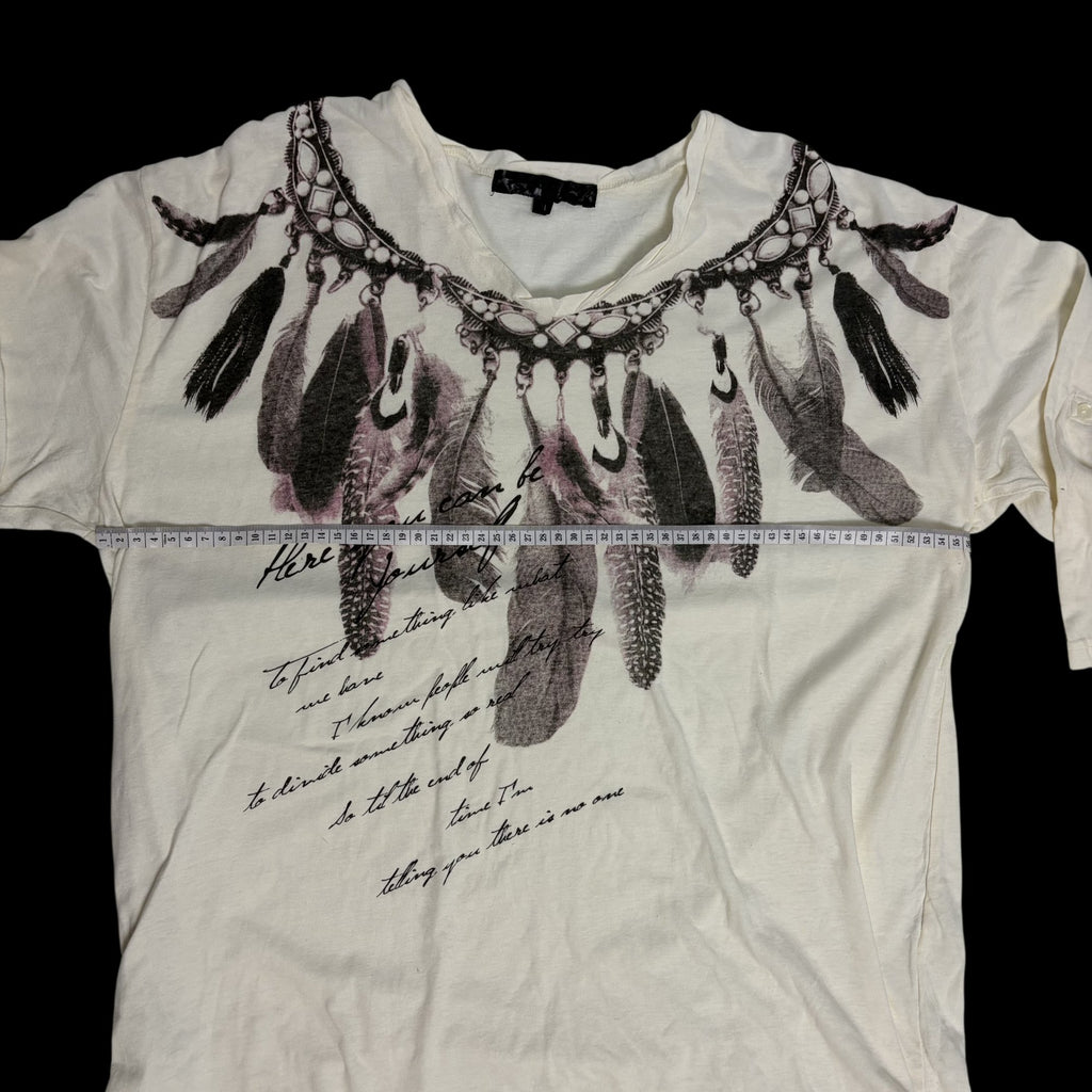 00' Feather Graphic Text T-shirt