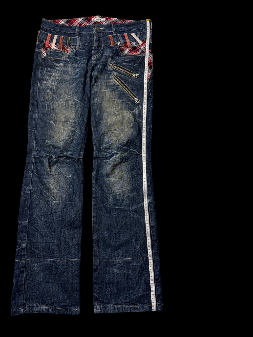 00' Rodeo Plaid Pocket Distressed Denim