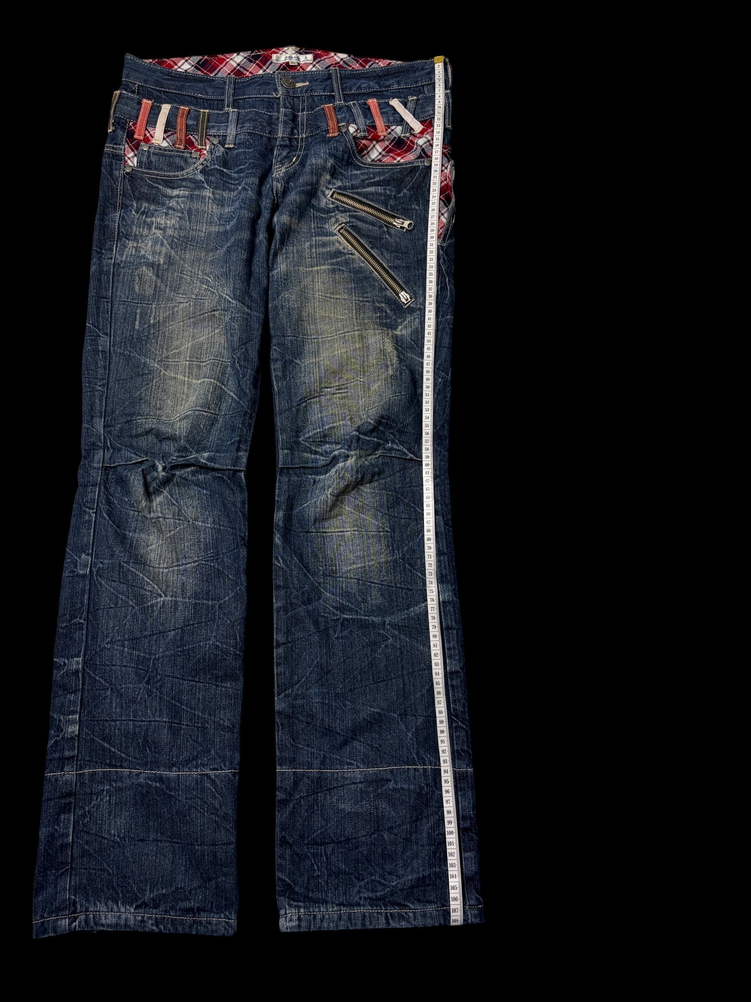 00' Rodeo Plaid Pocket Distressed Denim