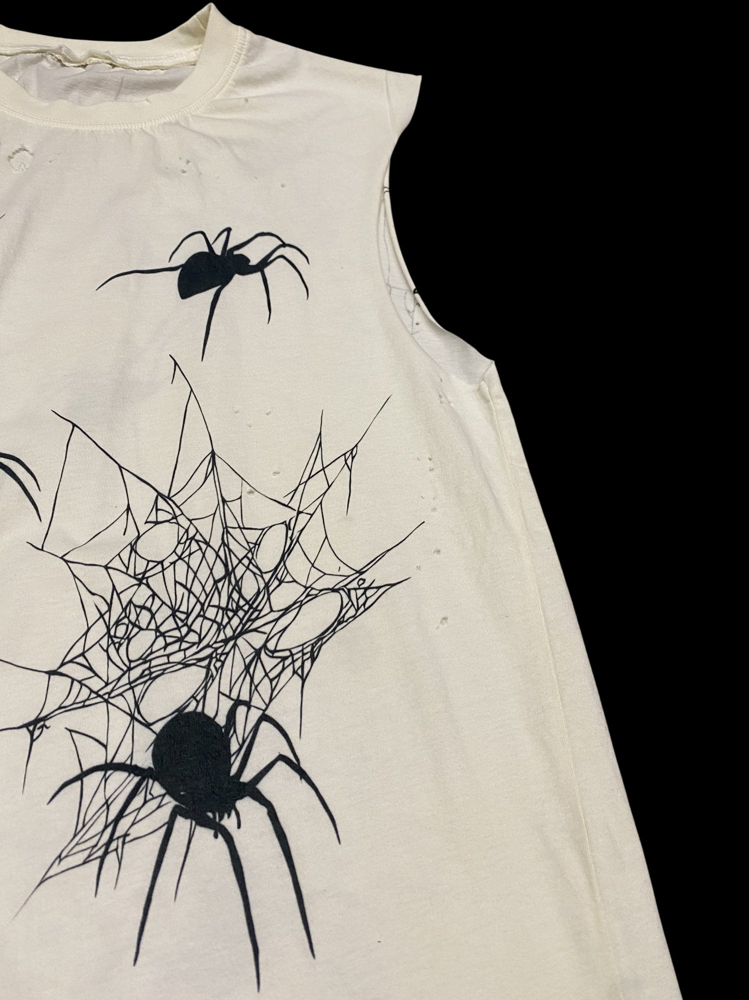 Graphic Sleeveless Spider Web T-Shirt White