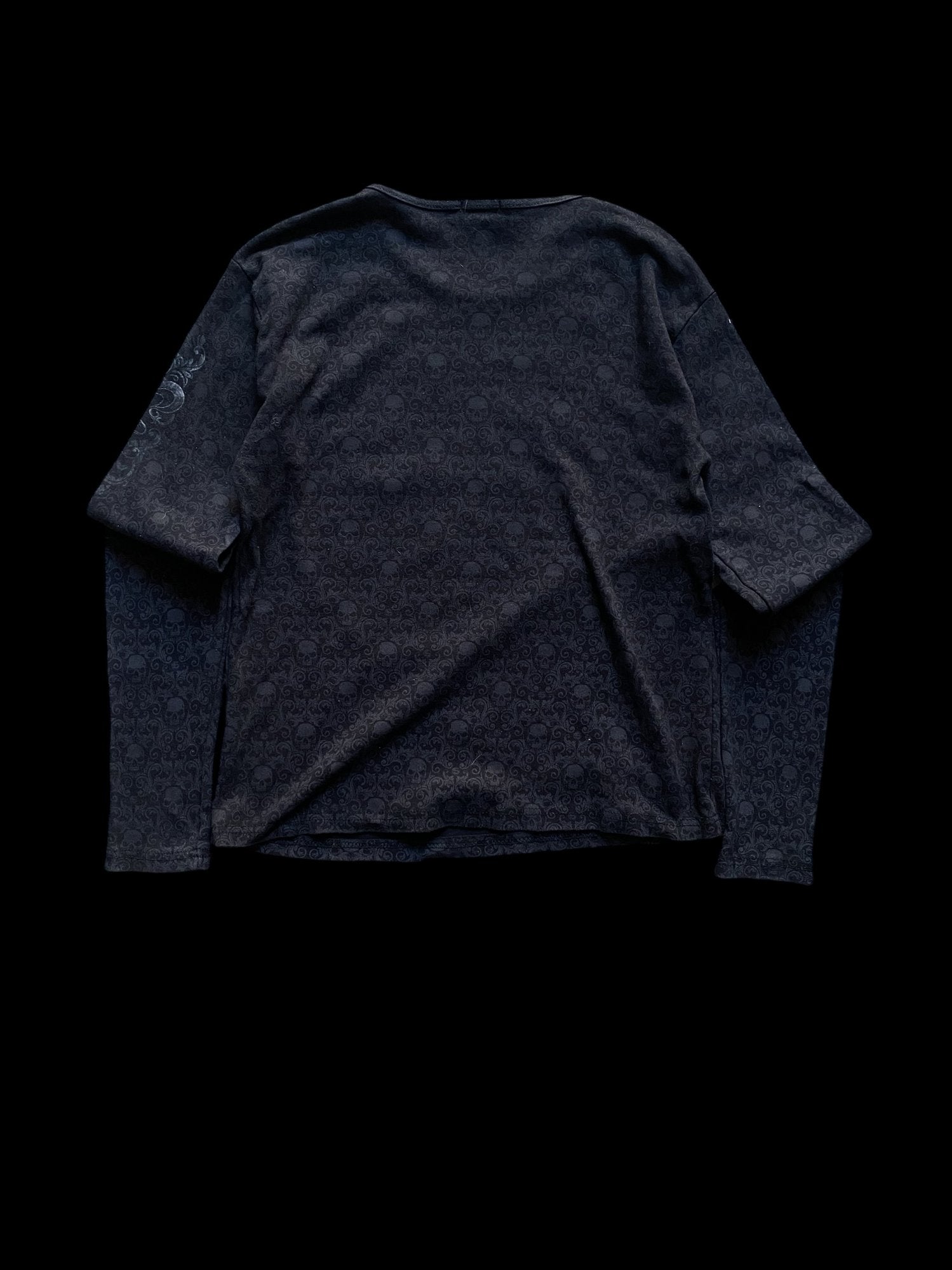 Spiral Direct Skull Graphic Long Sleeve Sweatshirt Black