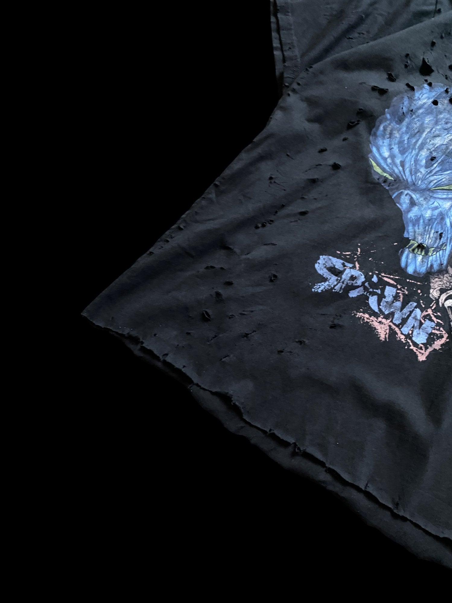 Vintage Spawn Graphic Distressed T-Shirt Black