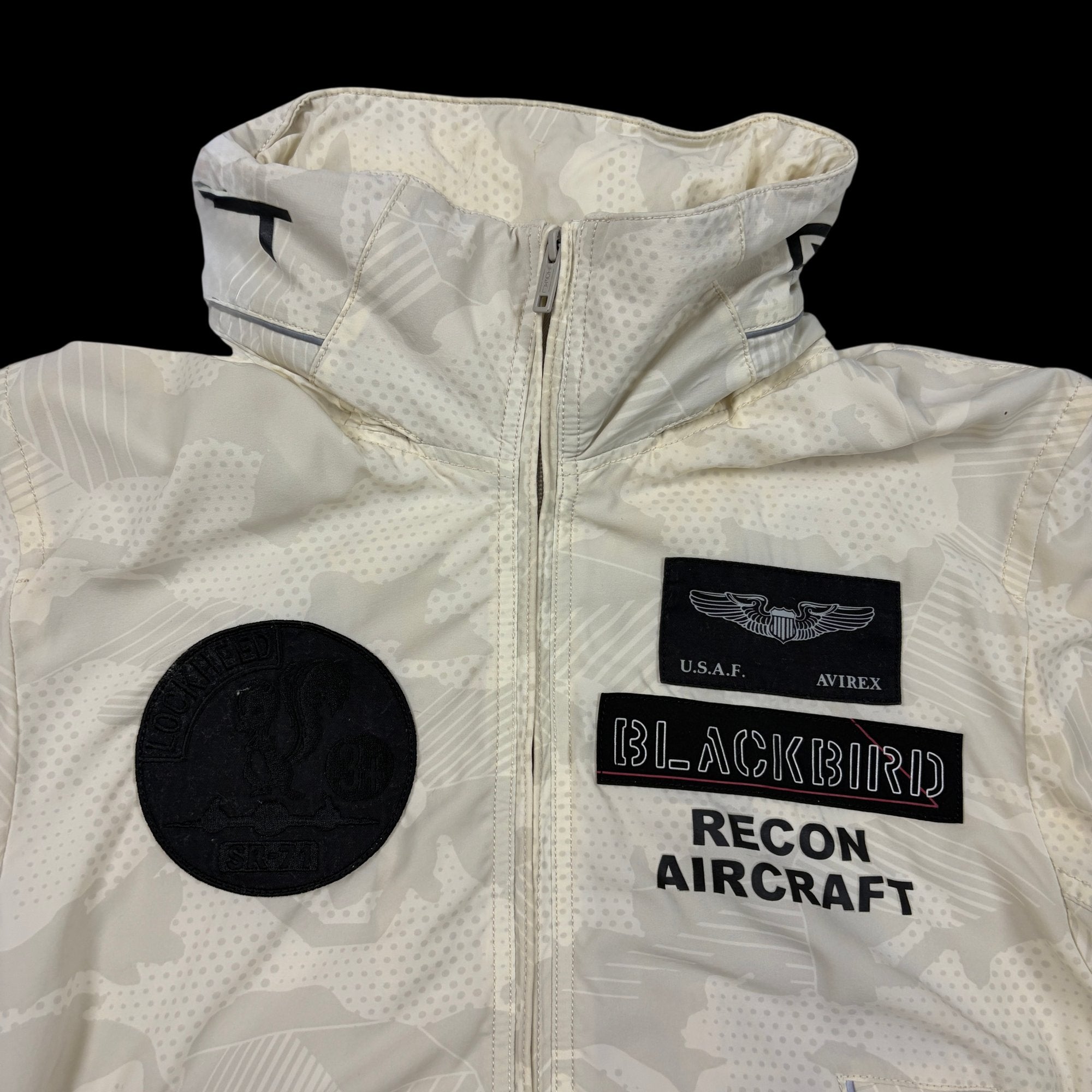 Avirex Blackbird Recon Aircraft Full-Zip Bomber Jacket Beige