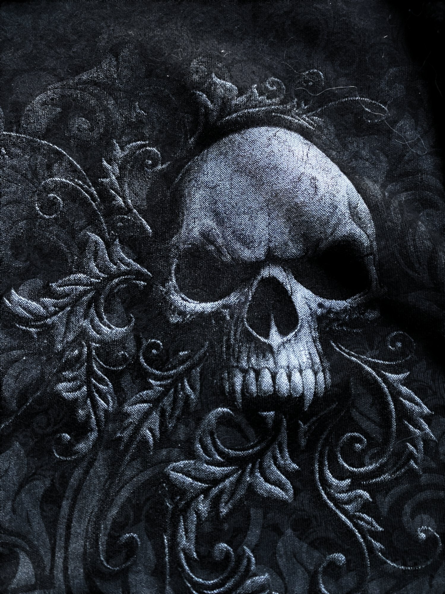 Spiral Direct Skull Graphic Long Sleeve Sweatshirt Black