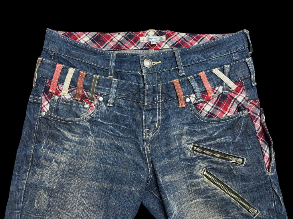 00' Rodeo Plaid Pocket Distressed Denim