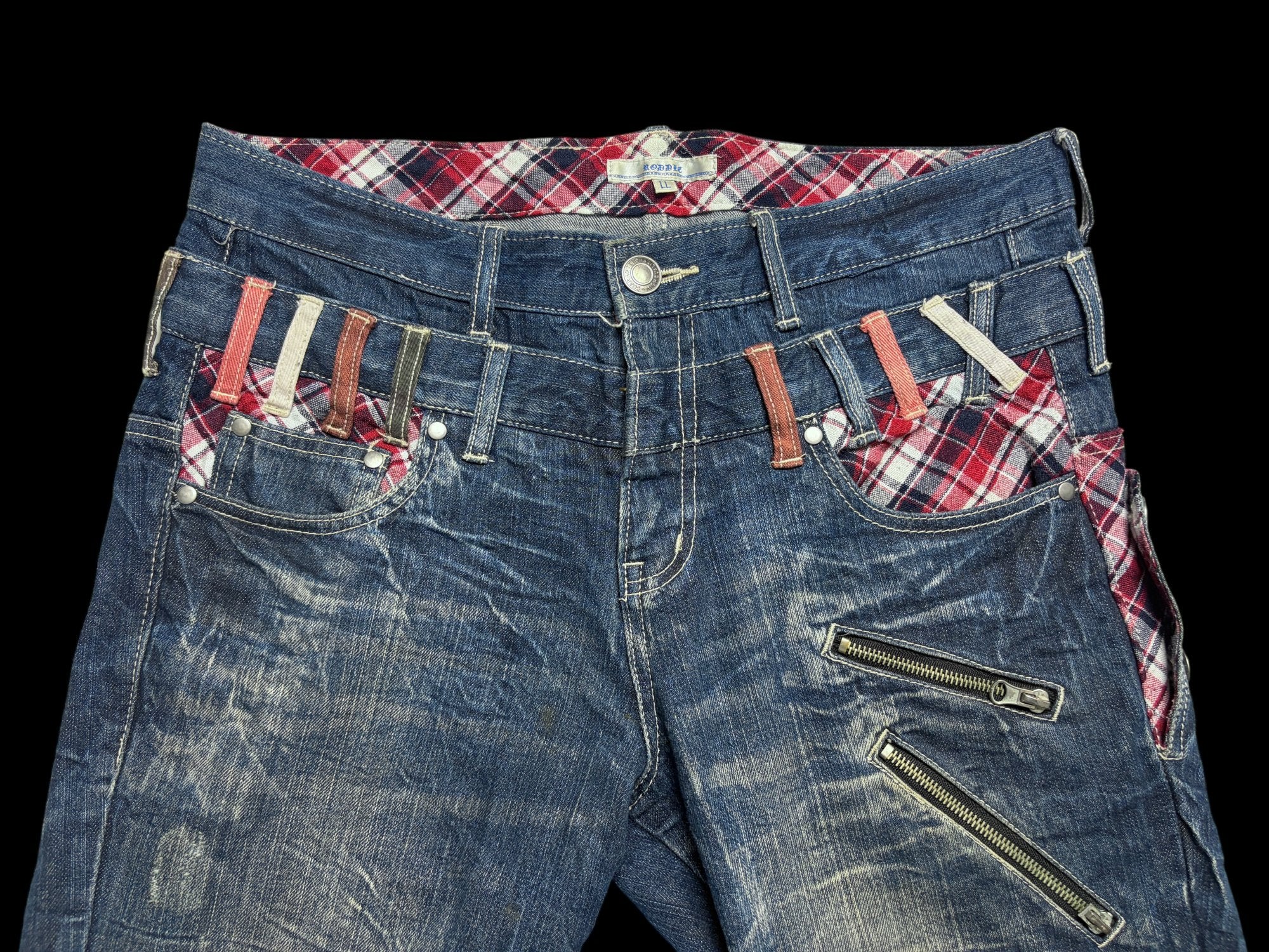 00' Rodeo Plaid Pocket Distressed Denim