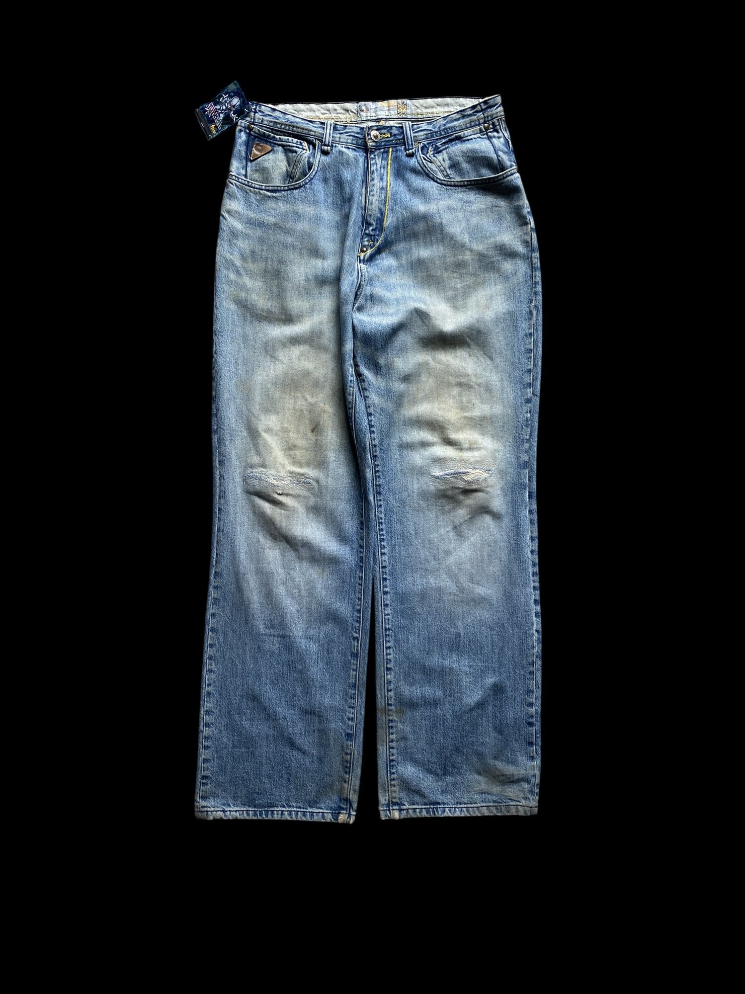 Akademiks Distressed Denim Wide Leg Jeans Blue