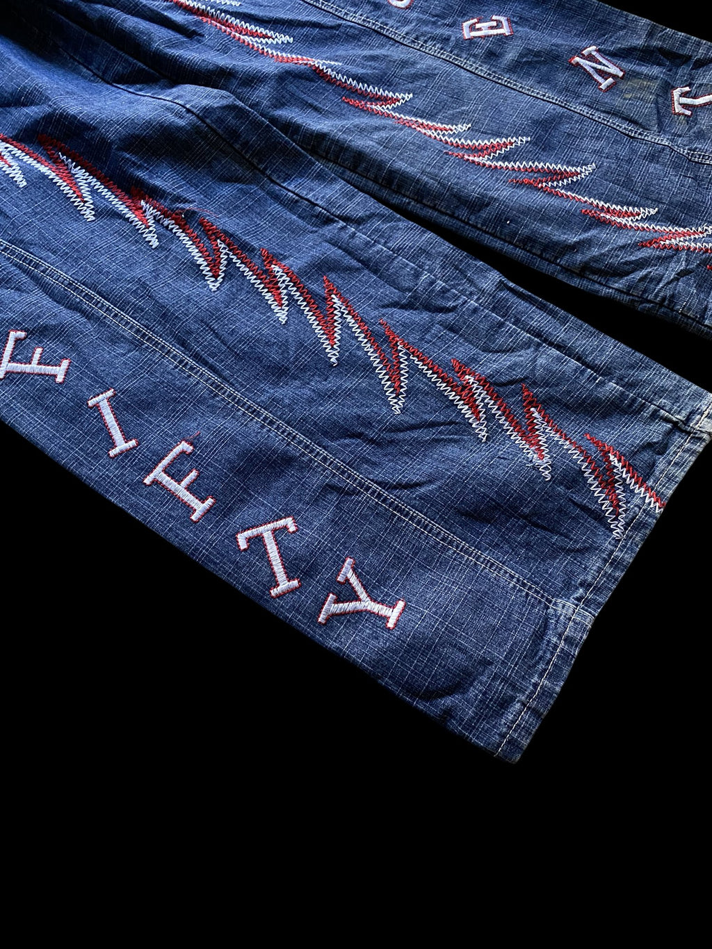 Vintage FIFTY CENT 00's Embroidered Baggy Denim Jeans Blue